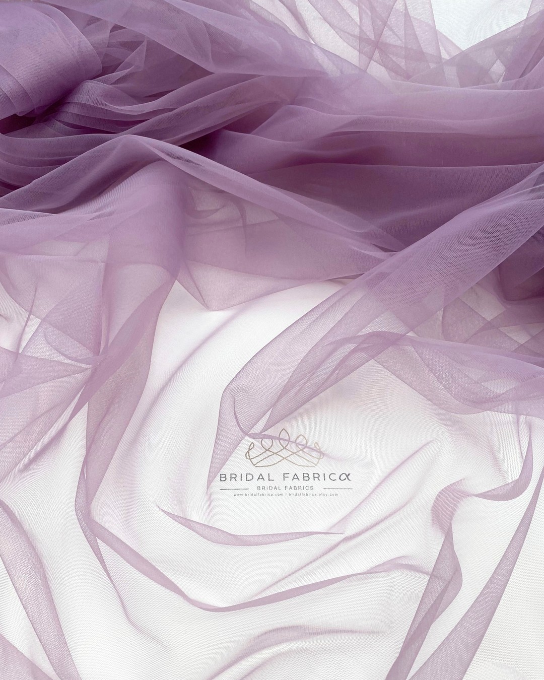 Dusty Lilac Glitter Glued Soft Tulle Fabric by the Yard - OneYard