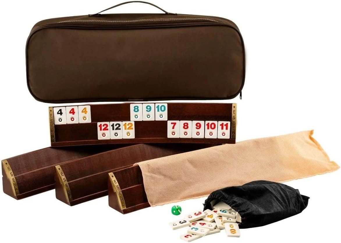 Çantalı Oval Okey Takımı – 1. Sınıf Masif Doğal Ahşap Okey Seti