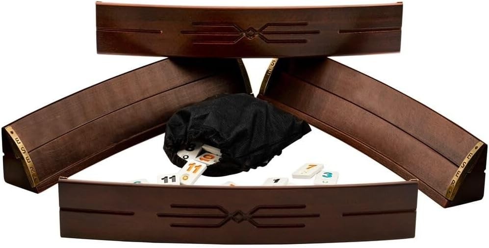 Çantalı Oval Okey Takımı – 1. Sınıf Masif Doğal Ahşap Okey Seti