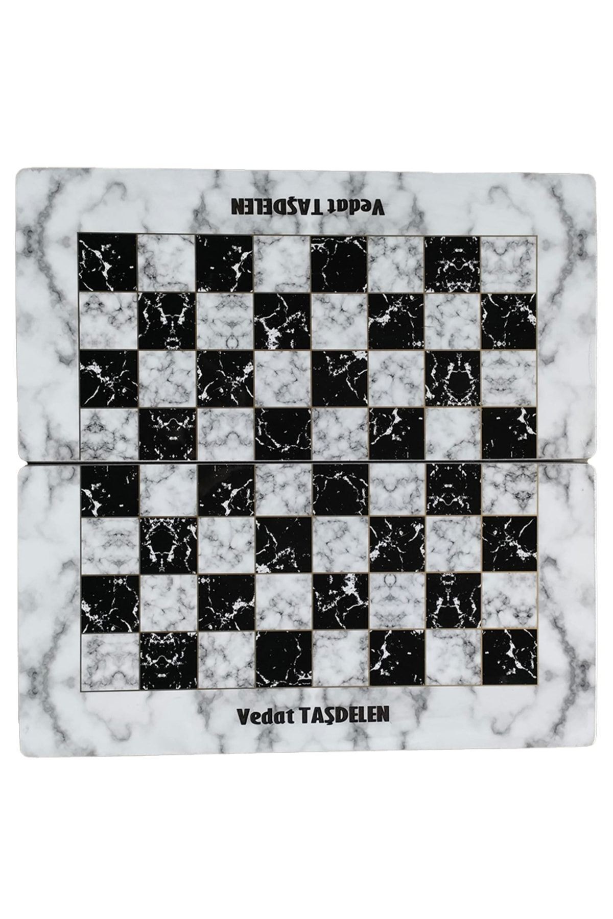 Kişiye / İsme Özel Marble Tavla Beyaz Mermer Desenli Tavla XXL