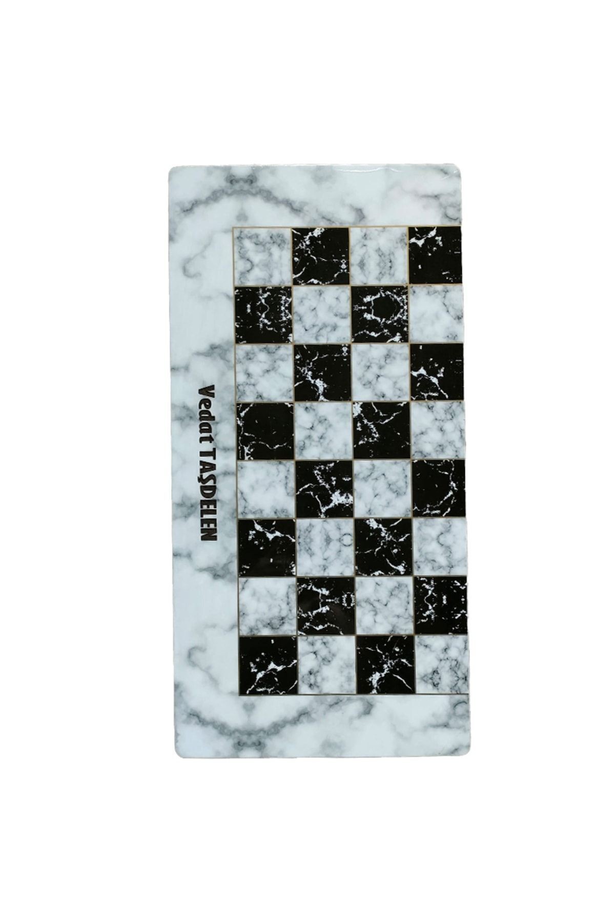 Kişiye / İsme Özel Marble Tavla Beyaz Mermer Desenli Tavla XXL
