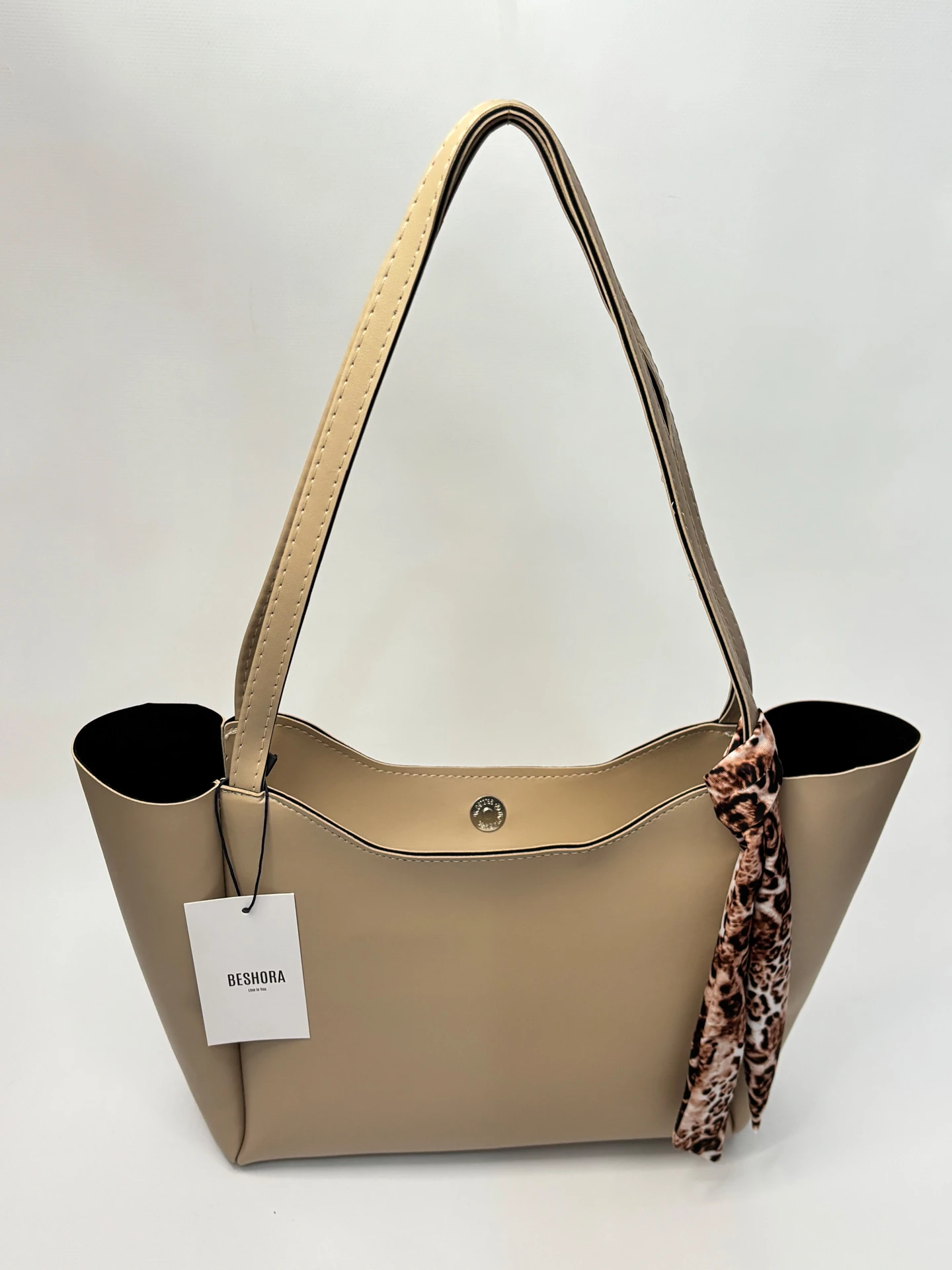 Elena Krem Mat Fermuar Detaylı Kadın Omuz Çantası