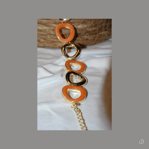 TURUNCU&BEYAZ FORMLU GOLD HALKA BİLEKLİK