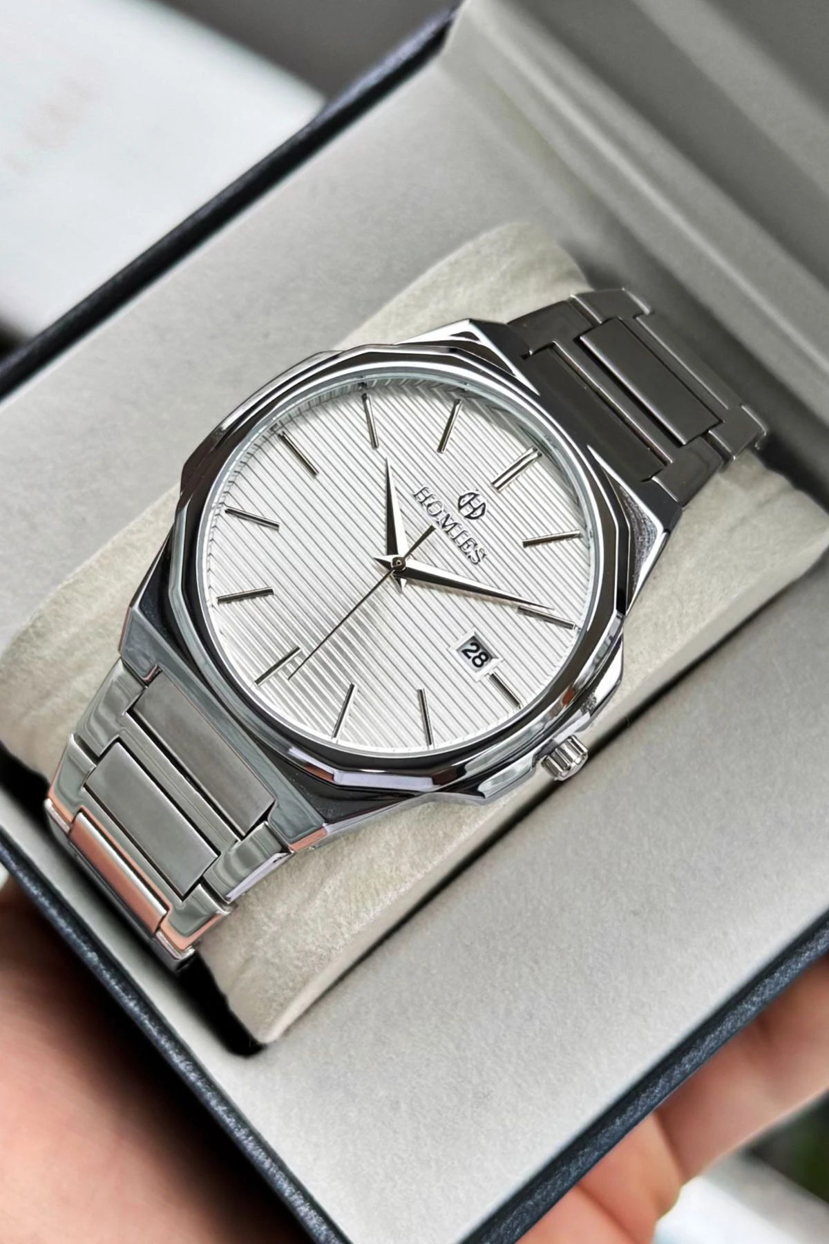 marka çelik erkek kol saati (kutu, çanta, garanti belgesi)