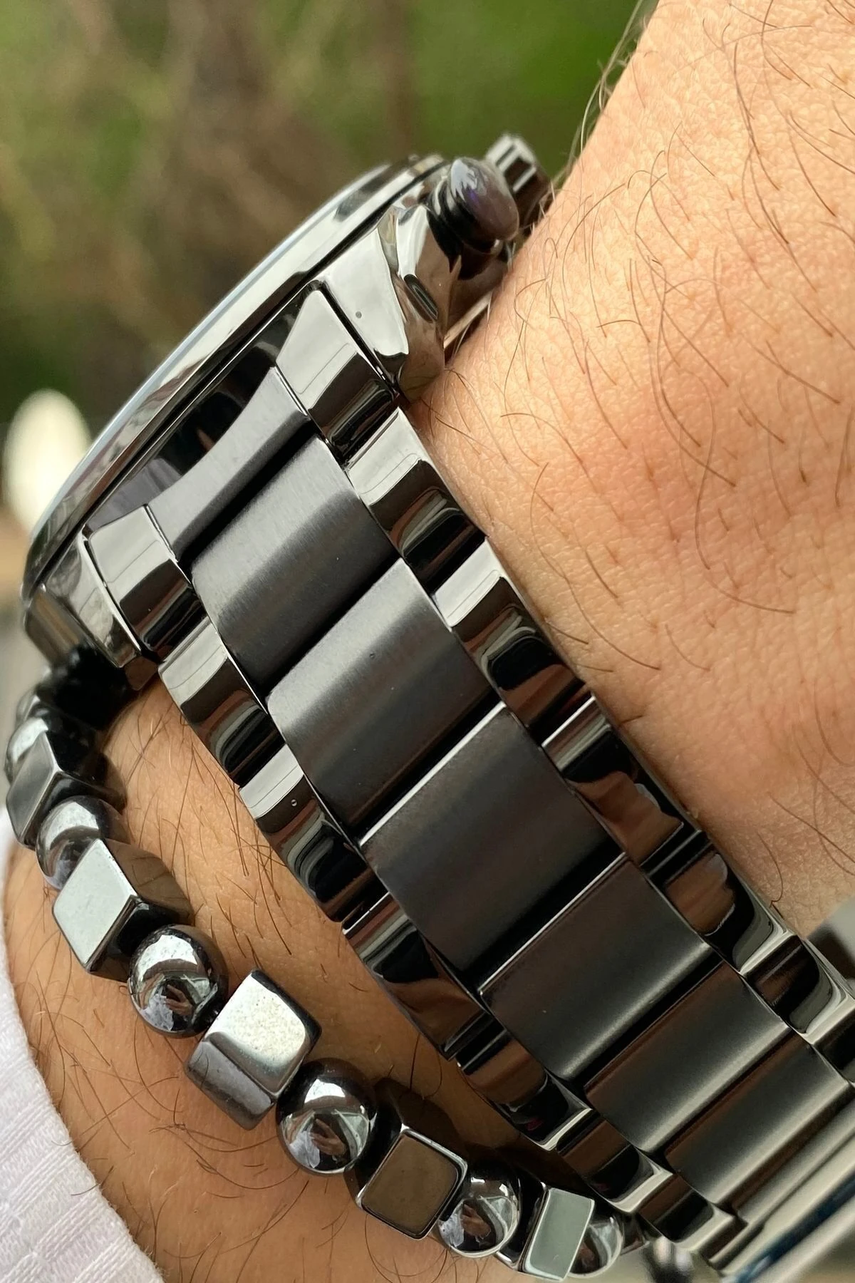 Paslanmaz Çelik Kordon Erkek Kol Saati 5 Atm Su Geçirmez +Bileklik