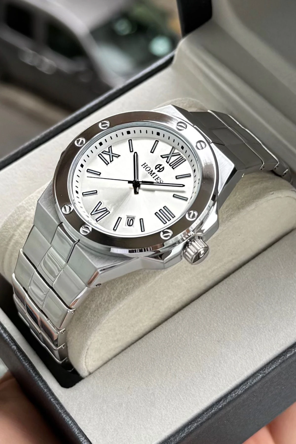 HOMİES MARKA ÇELİK ERKEK KOL SAATİ (KUTU,POŞET VE GARANTİ BELGESİ)