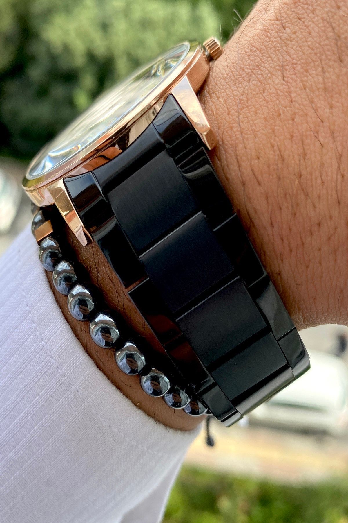 Çelik Kordon Erkek Kol Saati+bileklik