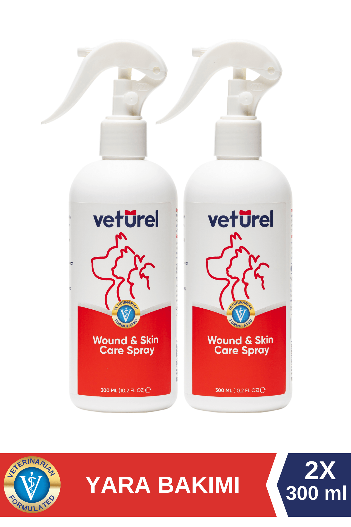 Veturel Yara ve Deri Bakım Spreyi 2x300ml Kedi Mantar Yanık Kızarıklık Tahriş Köpek Enfeksiyon Sprey