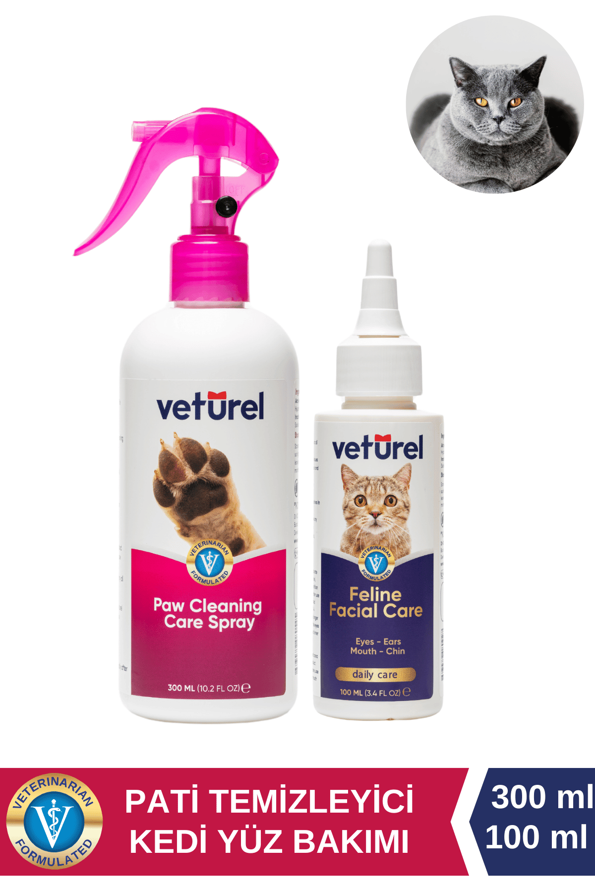 Kedi Aknesi Pati Bakımı Kedi Tüy Sağlığı Kedi Pati Temizleme Pati Temizleyici 300ml Kedi Yüz Bakımı