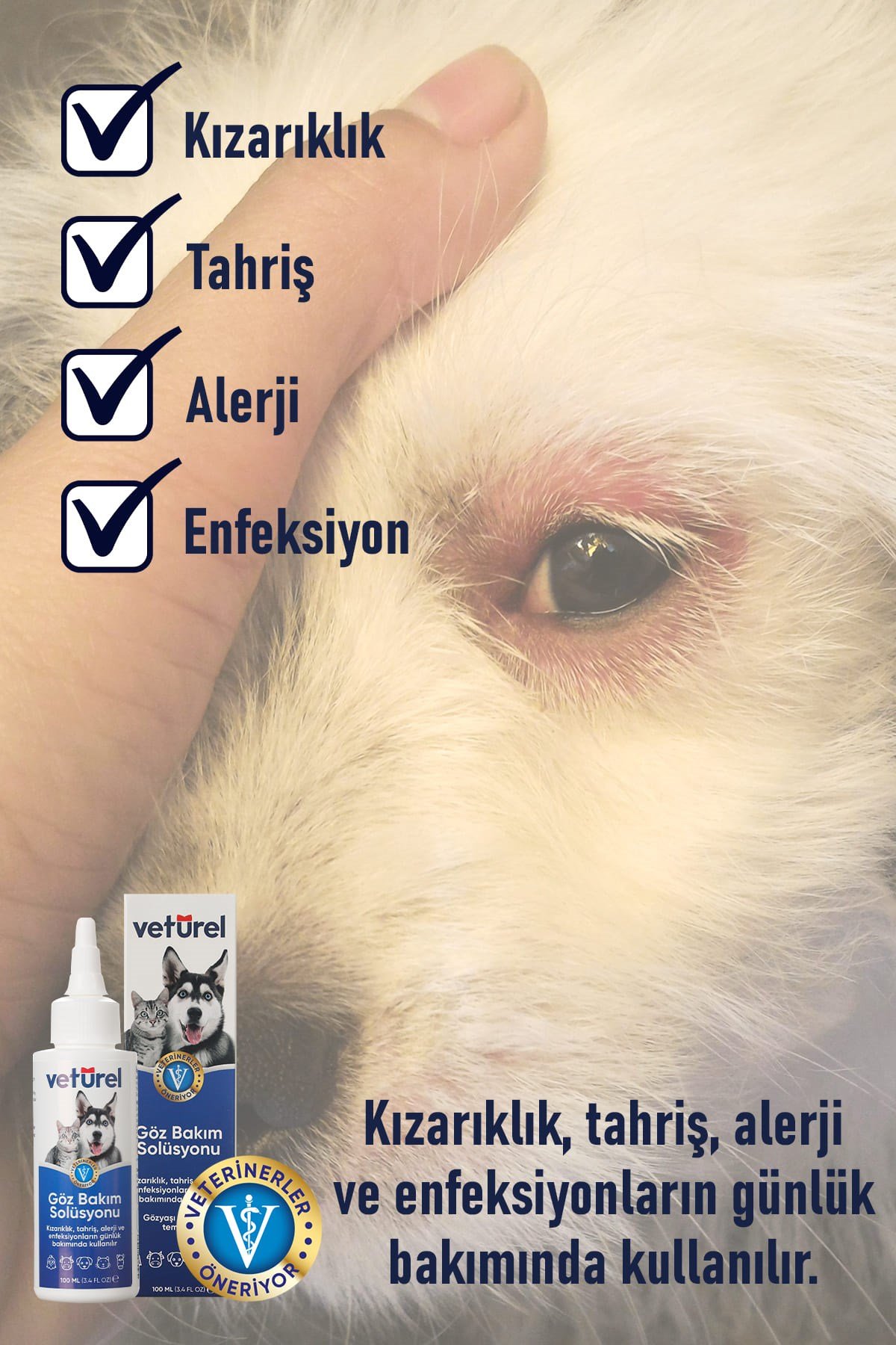 Kedi Köpek Göz Ağız Kulak Uyuzu Enfeksiyon Gözyaşı Lekesi Plak Koku Giderici Bakım Seti 3x100ml