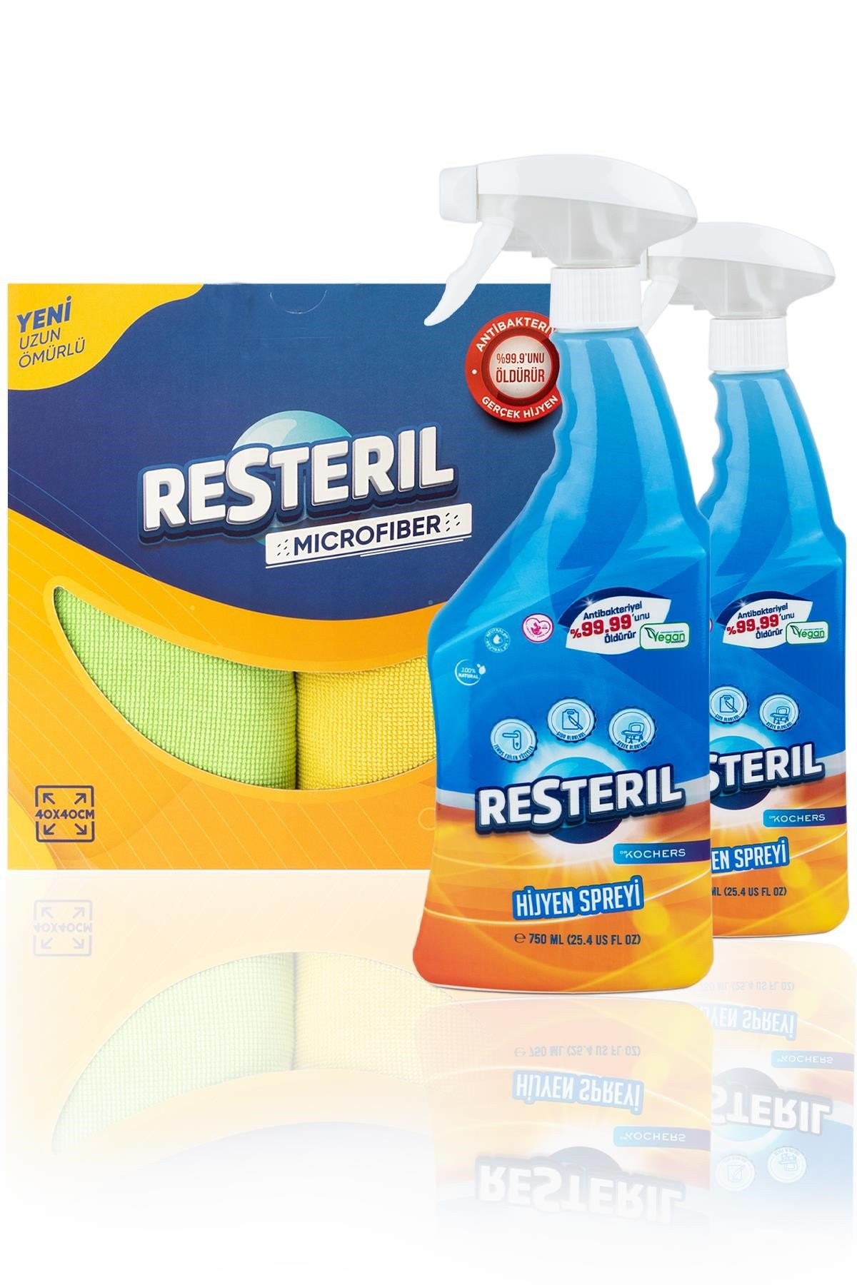 Antibakteriyel Anti Koku Doğal Yüzey Temizleyici Mutfak Hijyen Seti 2x750ml+2'li Mikrofiber Bez