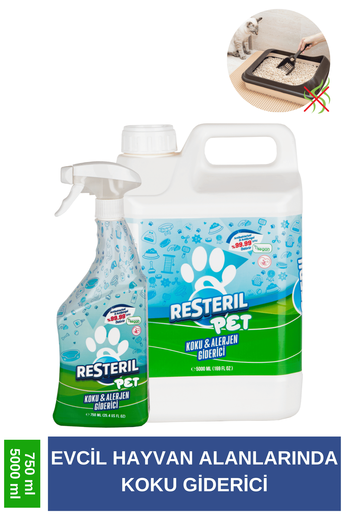 Çiş Koku Alerji Giderici Dezenfektan Etkili Kedi Kumu Köpek Evi Günlük Yüzey Temizleyici Sprey Seti