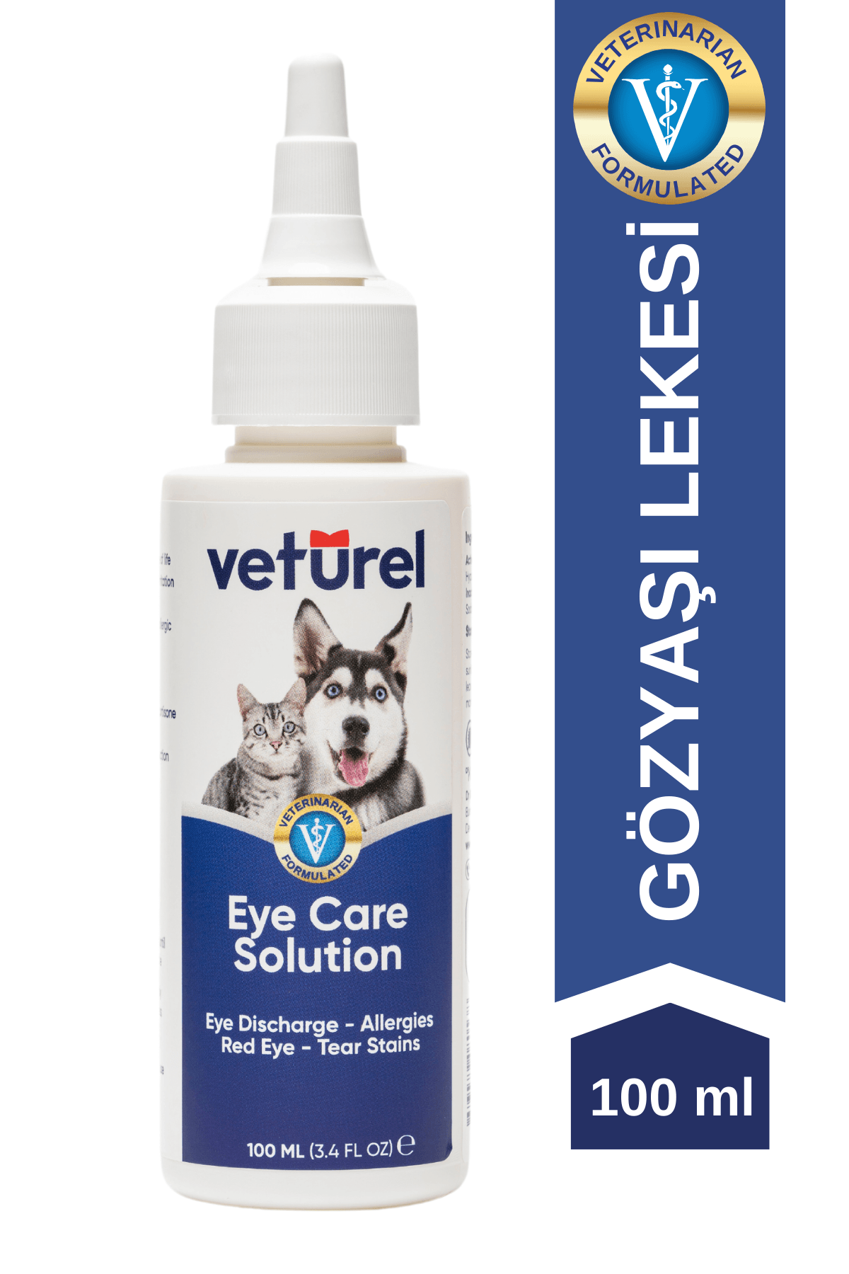 Kedi Göz Temizleme Solüsyonu Köpek Alerji Kızarıklık Enfeksiyon Gözyaşı Bakımı Göz Damlası 100ml