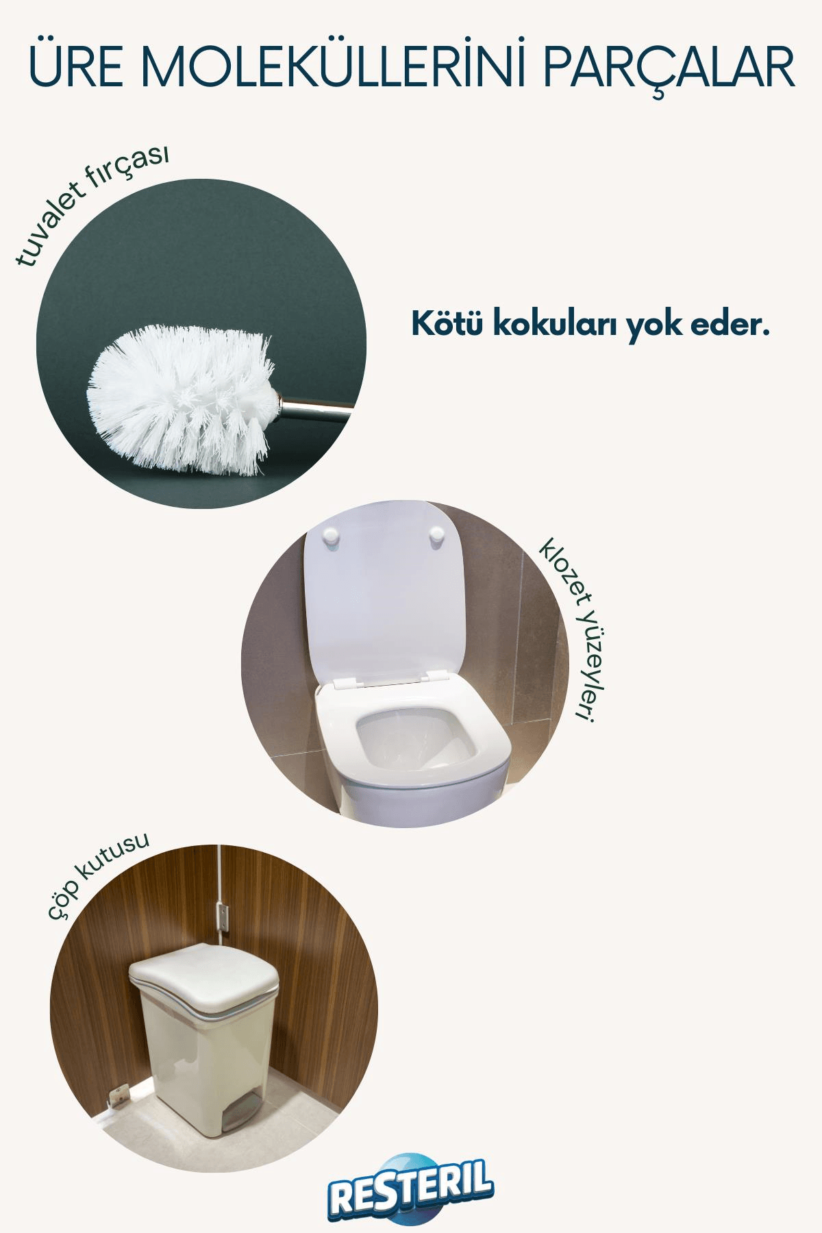 Resteril Klozet Kapağı Dezenfektan Sprey Zararsız Formül %99.99 Sterilizasyon Çanta Boyu 100 ml