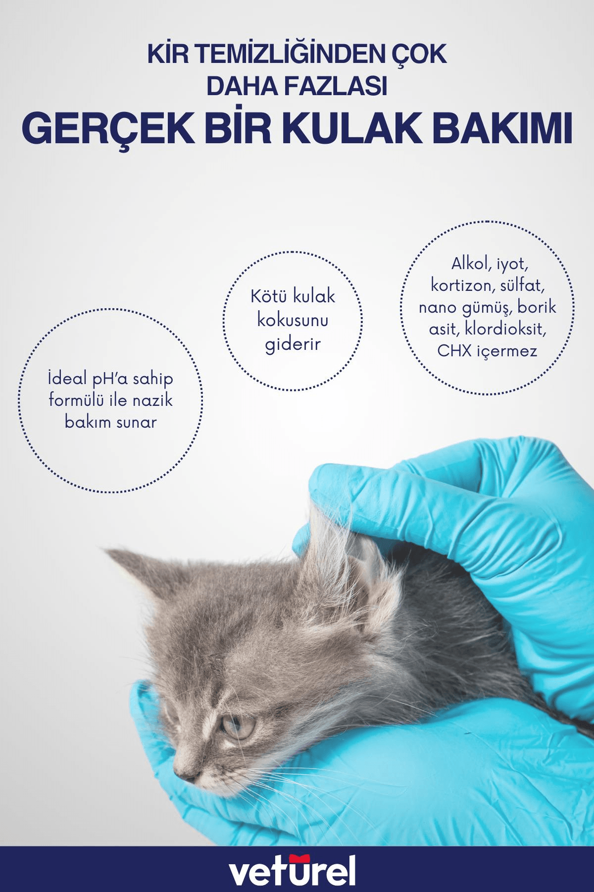 Veturel Köpek Kulak Temizleme Solüsyon Kir Enfeksiyon Kaşıntı Koku Kulak Uyuzu 100ml Disk Pamuk 50li