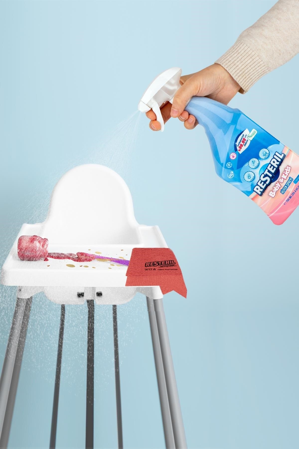 Antibakteriyel Bebek Çocuk Eşyaları Temizleyici Hijyen Seti 2x750ml+Kir Sökücü 2'li Mikrofiber Bez