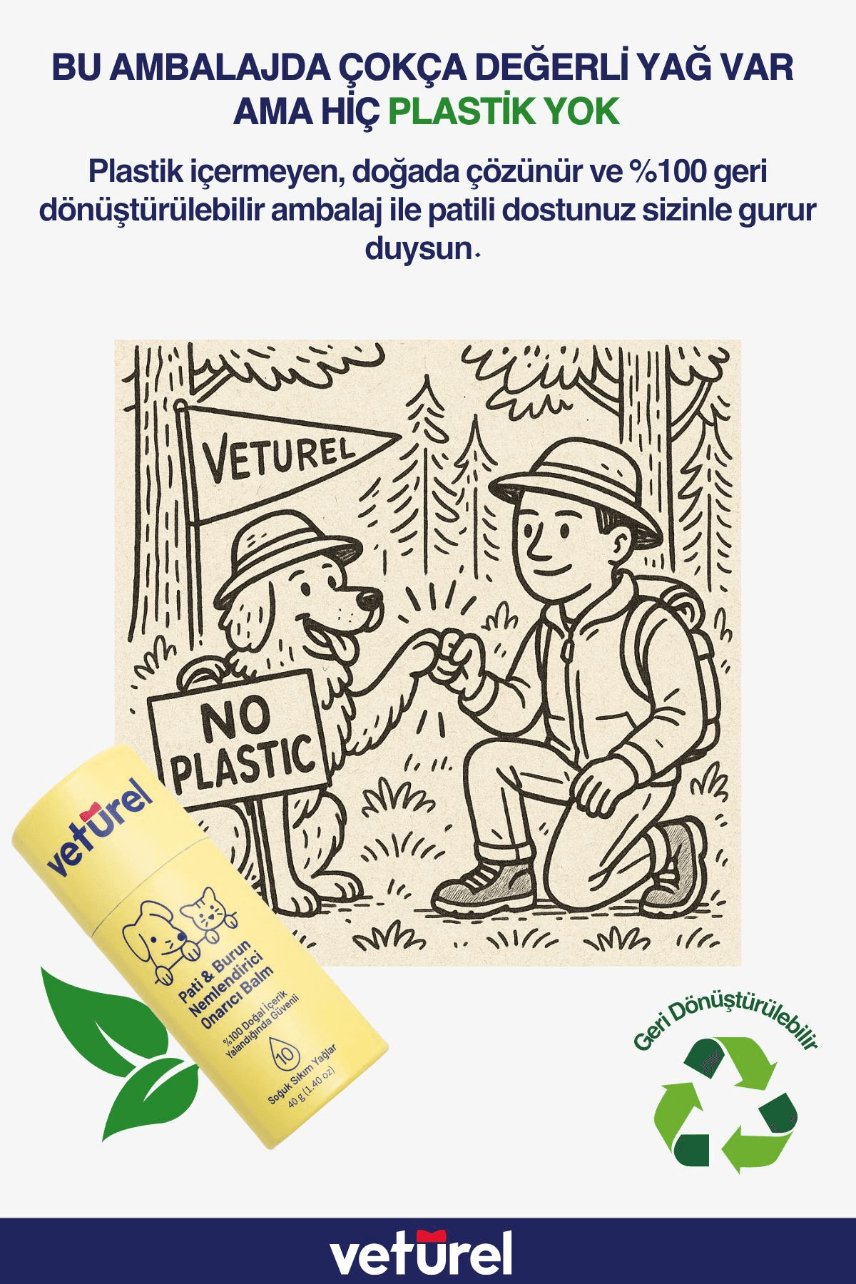 Pati Balm %100 Doğal Kedi Köpek Nemlendirici 40gr + Pati Temizleme Spreyi Koku ve Kir Giderici 300ml