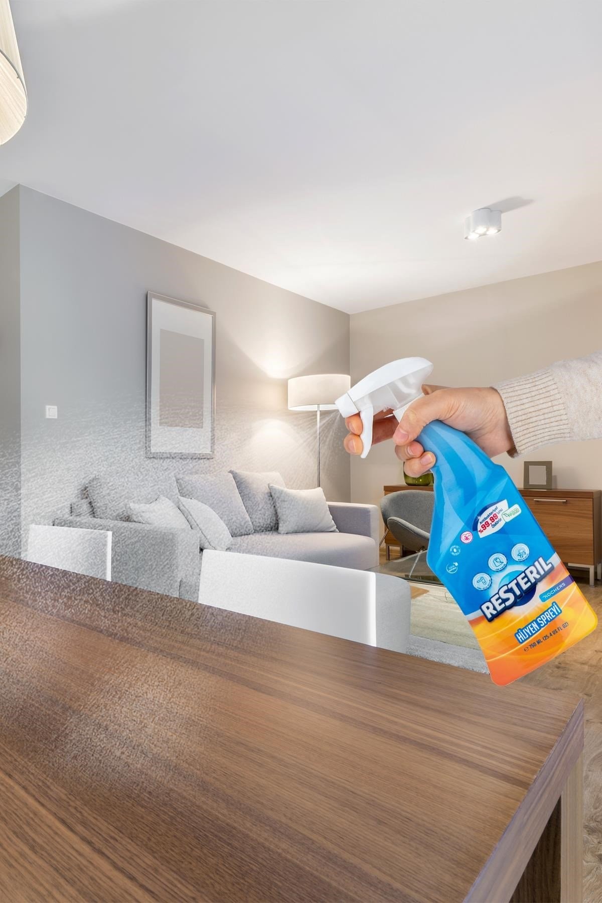 Antibakteriyel Anti Koku Doğal Yüzey Temizleyici Mutfak Hijyen Seti 2x750ml+2'li Mikrofiber Bez