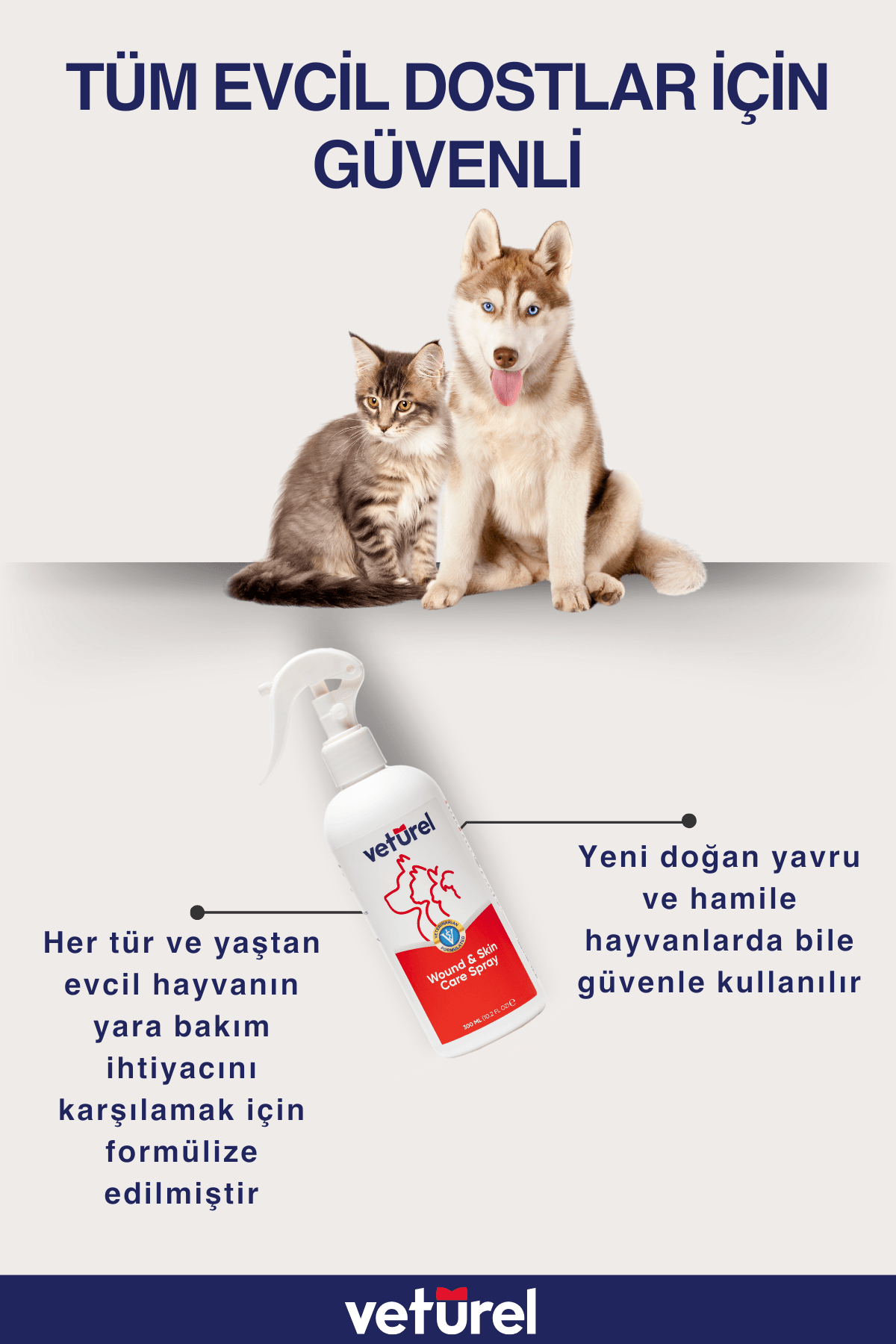 Kedi Köpek Yara Deri Günlük Bakımı Saf Hipokloröz Yanık Kızarıklık Tahriş Hot Spot Yara Spreyi Refil