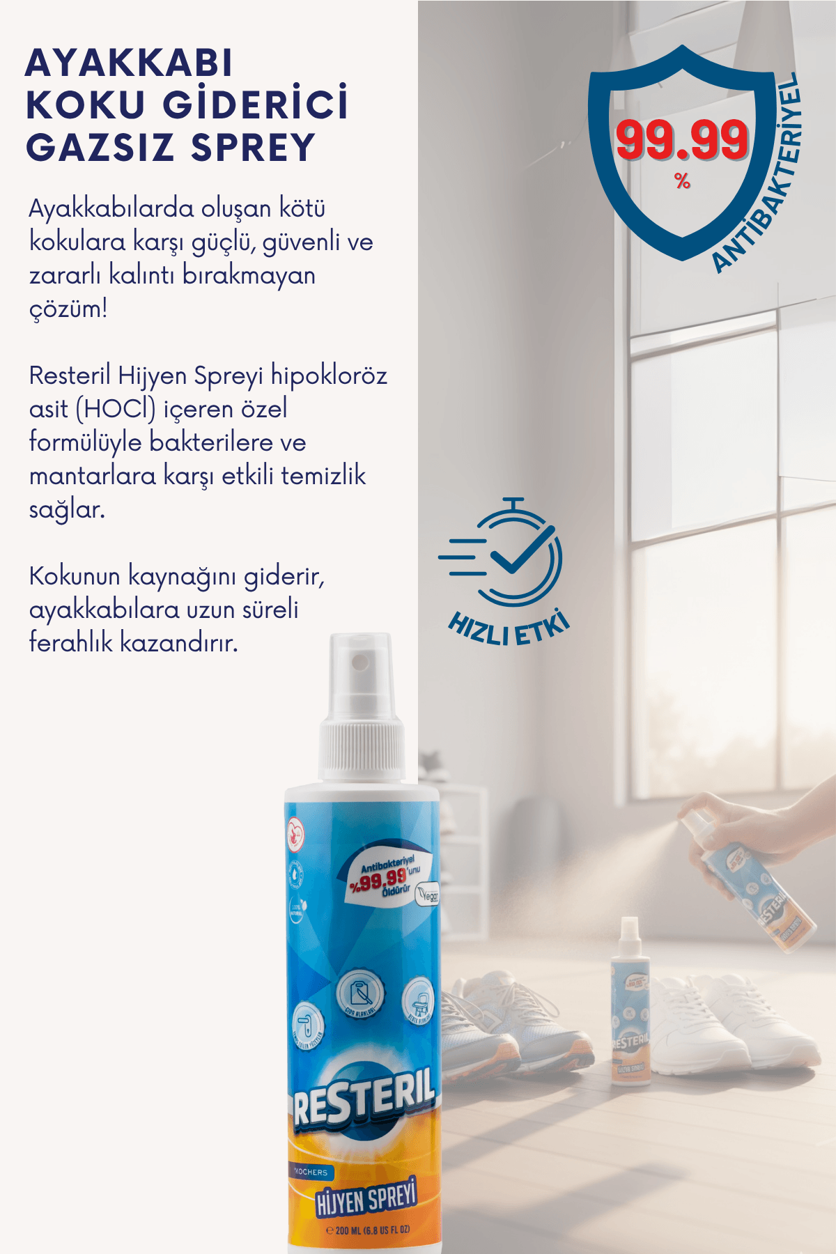 Gazsız Dezenfektan Sprey Ayakkabı Koku Giderici Ayakkabı Deodorantı Ayakkabı Koku Spreyi Set