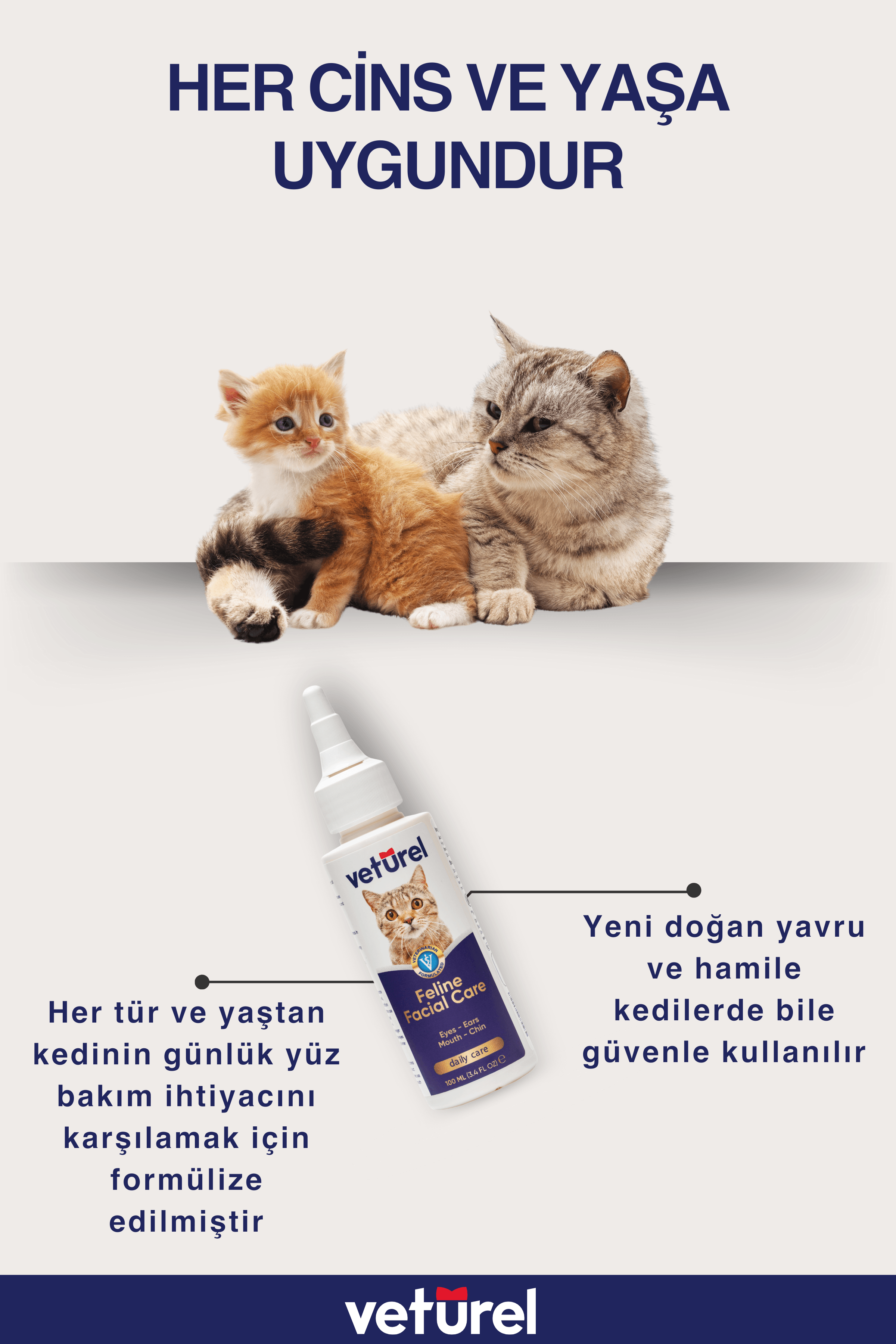 Kedi Yüz Temizleme Solüsyonu Kedi Aknesi Gözyaşı Lekesi Göz Damlası Akıntı Kaşıntı Bakımı 100ml
