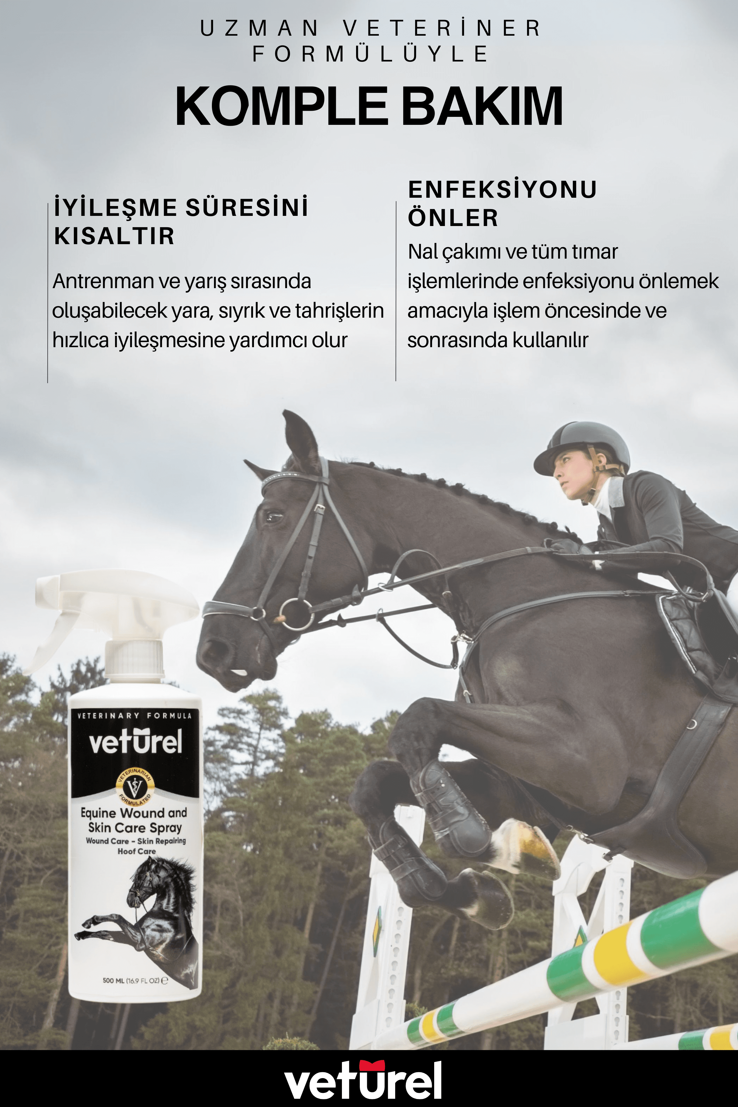 At Yara ve Deri Bakım Eyer Kesik Tırnak Nal Çakımı Enfeksiyon Tımar Sonrası Bakım Spreyi 500ml