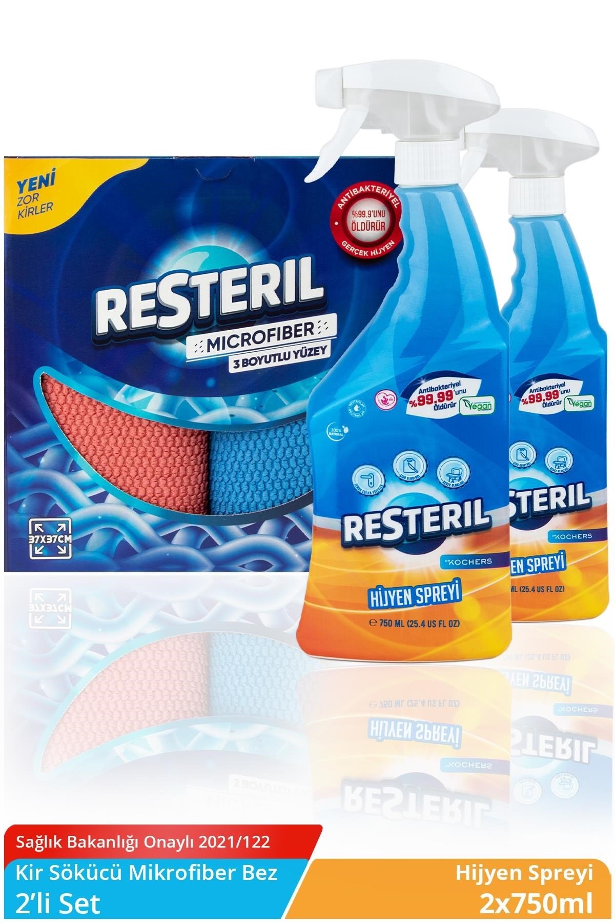 Antibakteriyel Anti Koku Doğal Yüzey Temizleyici Hijyen Seti 2x750ml+Kir Sökücü 2'li Mikrofiber Bez