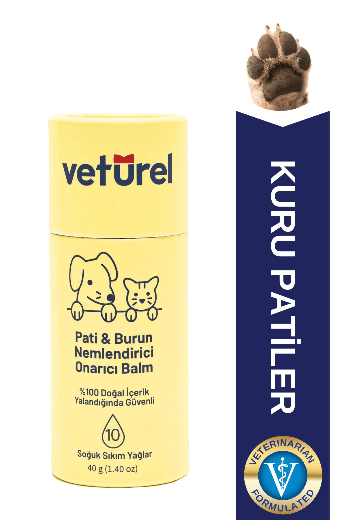 Kedi Köpek Pati Balm %100 Doğal Nemlendirici Stick Dirsek Burun Koruyucu Onarıcı Bakım - 40gr