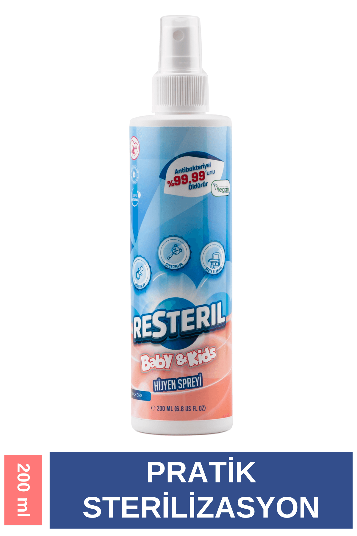 Hassas Bebek Yenidoğan Alkolsüz Dezenfektan Sprey Diş Kaşıyıcı Biberon Emzik Temizleyici 200ml