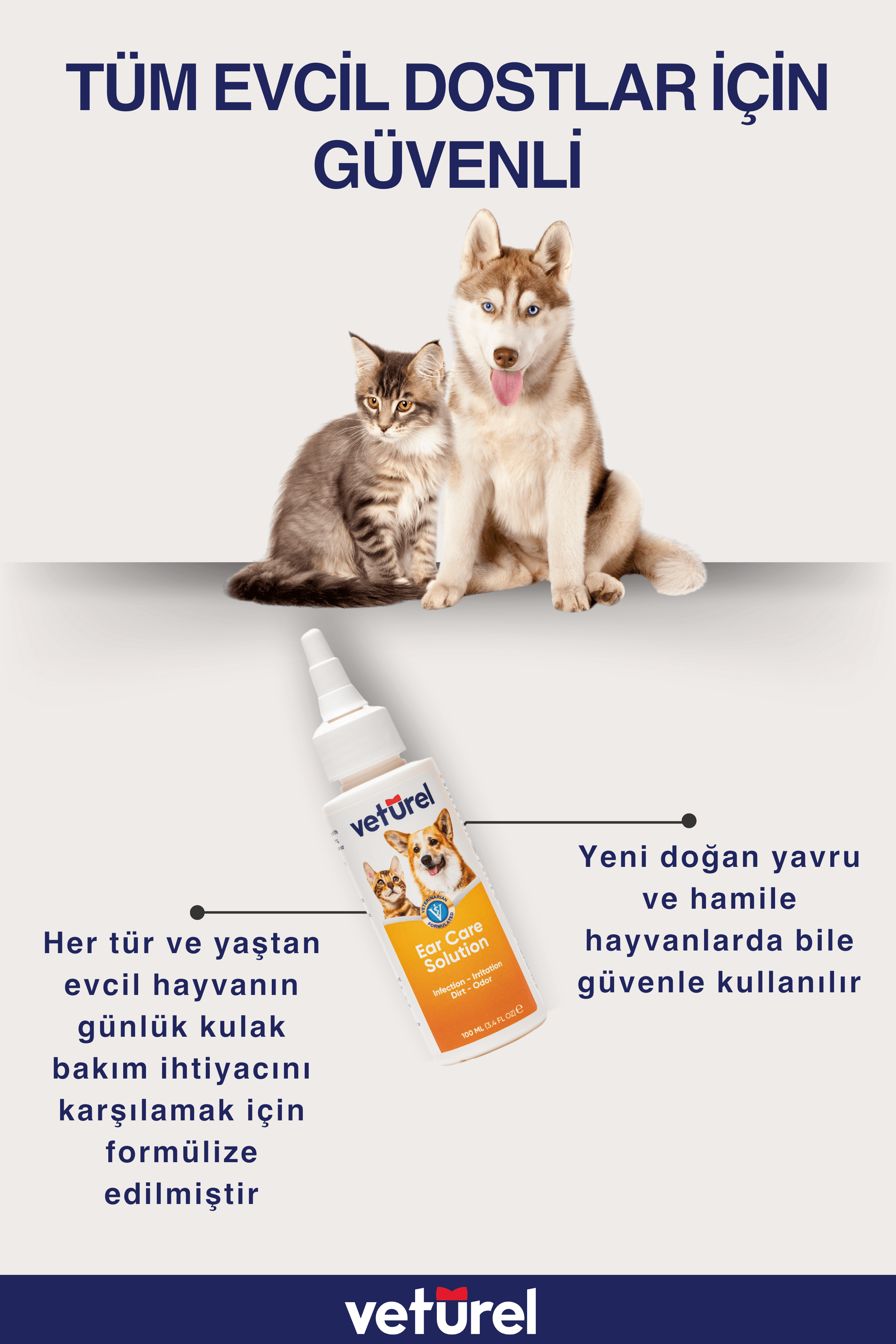 Kedi Kulak Temizleme Damlası Köpek Enfeksiyon Kaşıntı Kedi Kulak Uyuzu Koku Önleyici Bakım 3x100ml