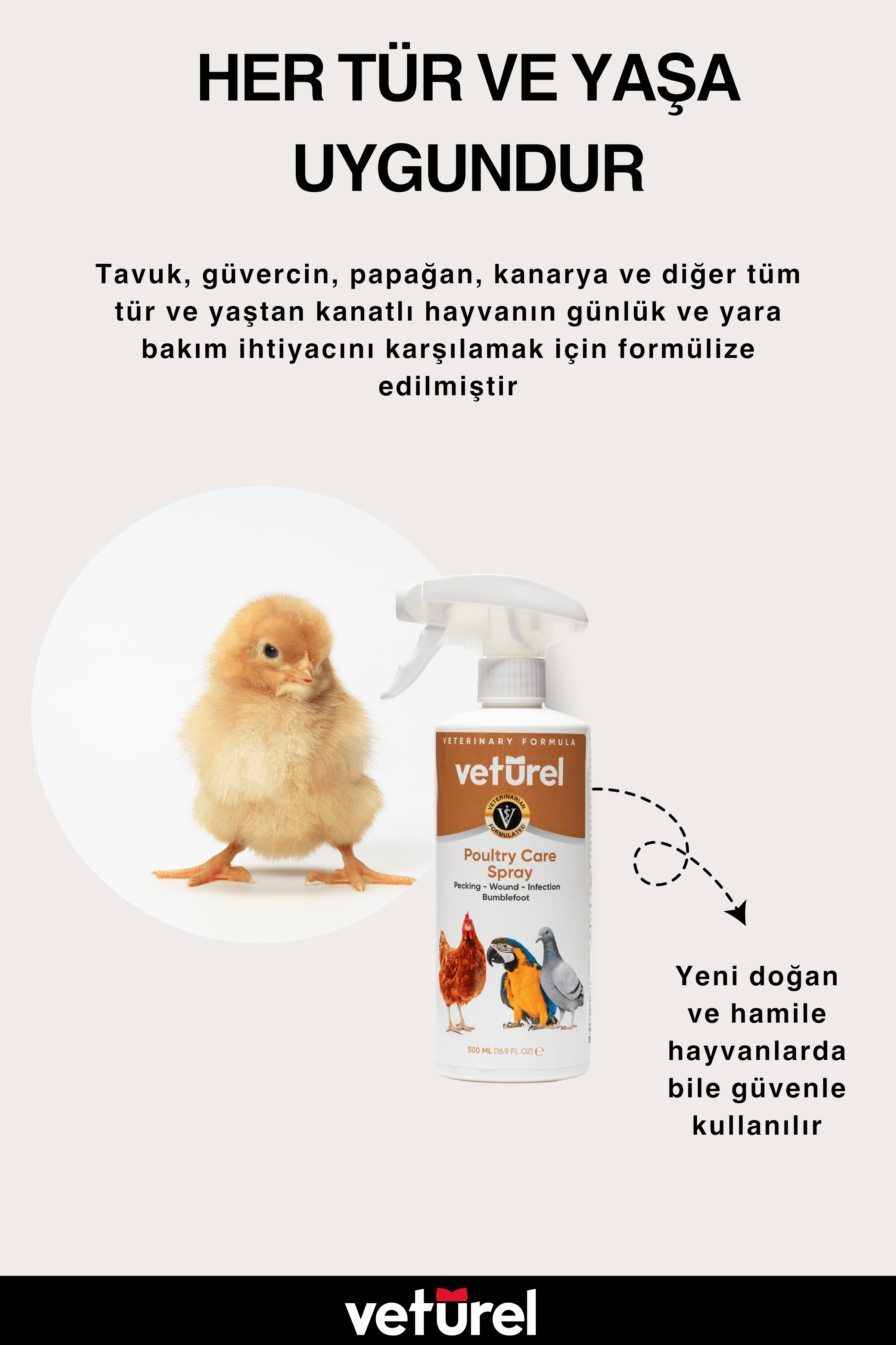 Veturel Kanatlı Hayvan Bakım Spreyi 500ML