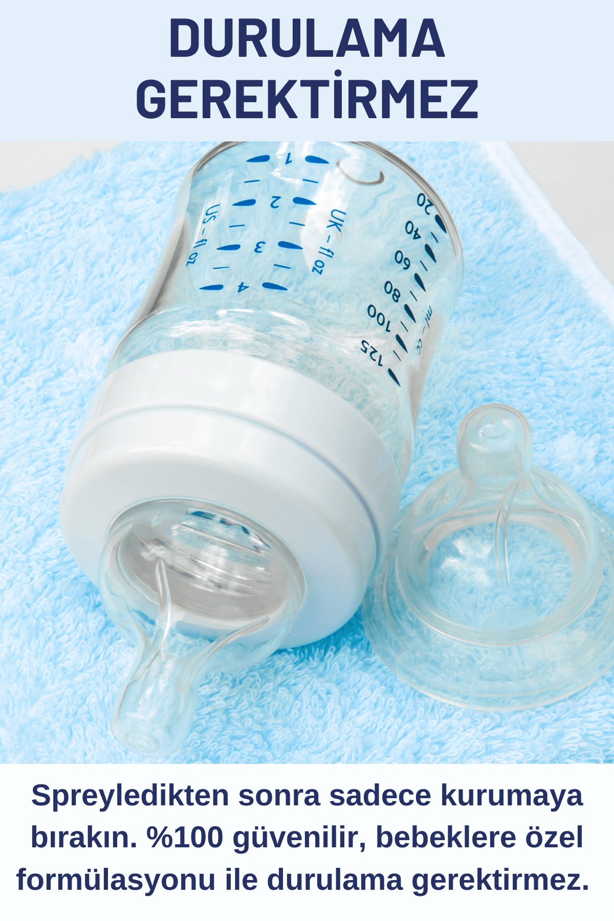 Bebek Çocuk Dezenfektan Sprey Alkolsüz Oyuncak Temizleyici Biberon ve Emzik Temizleyici 3x200ml