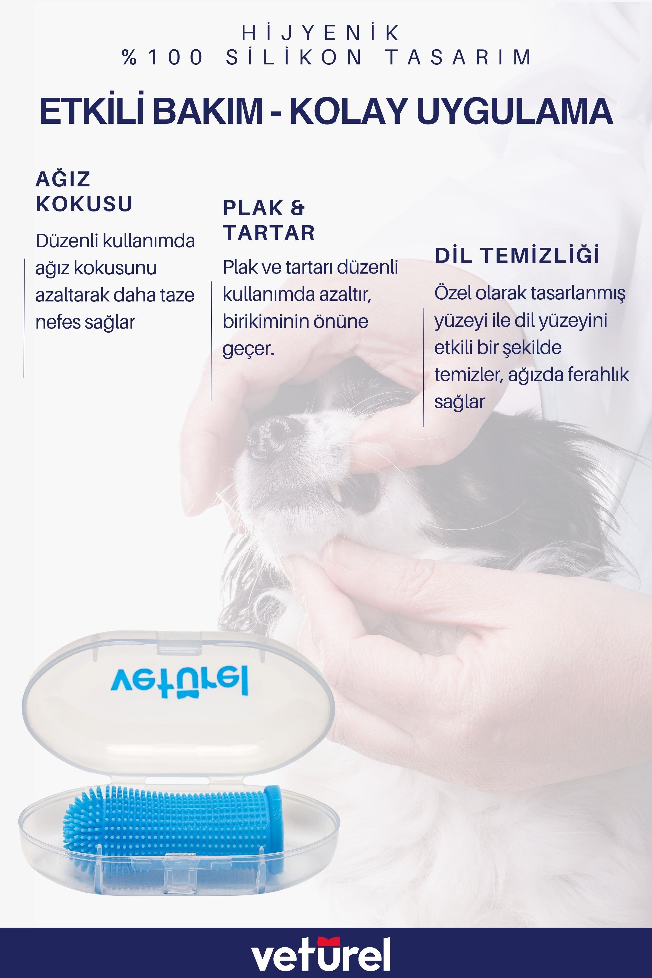 Köpek Diş Fırçası Köpek Parmak Silikon Ağız Kokusu Plak Tartar Kolay Kullanım Saklama Kutulu 3lü