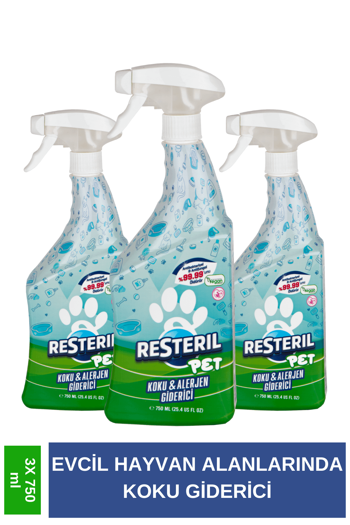 Koku Giderici Kedi Alerjisi Köpek Yatağı Çiş Kusma Dezenfektan Etkiili Yüzey Temizleyici 3x750ml