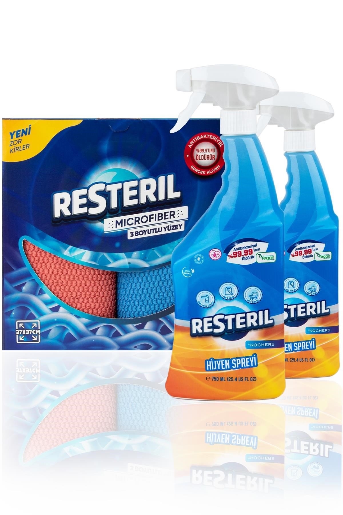 Antibakteriyel Anti Koku Doğal Yüzey Temizleyici Hijyen Seti 2x750ml+Kir Sökücü 2'li Mikrofiber Bez