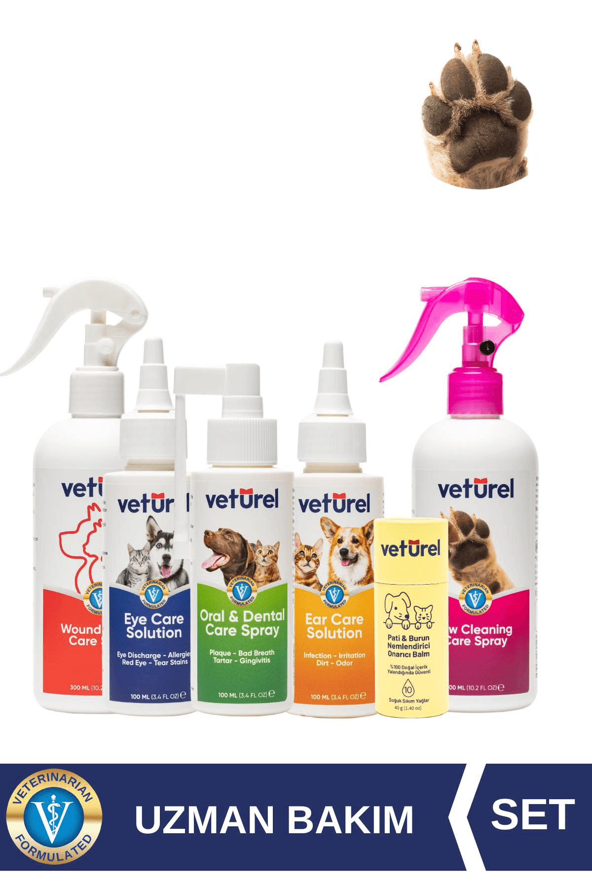 Köpek Kedi Pati Onarıcı Balm 40gr Ağız Kokusu Kulak Uyuzu Gözyaşı Lekesi Deri Tahriş Bakım Set