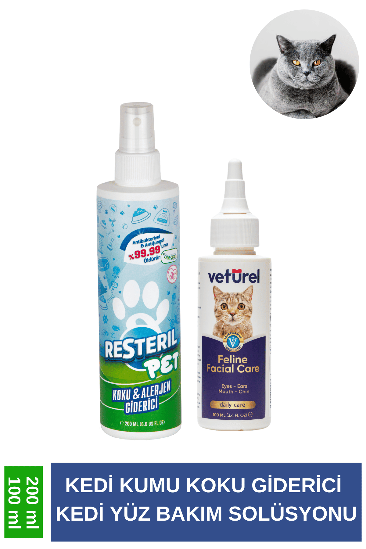 Gözyaşı Lekesi Kedi Aknesi Kedi Kumu Koku Giderici Kedi Kumu Kokusu PET 200ml - Kedi Yüz Bakım