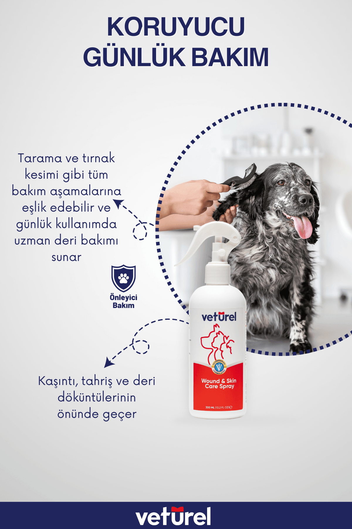 Veturel Yara ve Deri Bakım Spreyi 2x300ml Kedi Mantar Yanık Kızarıklık Tahriş Köpek Enfeksiyon Sprey
