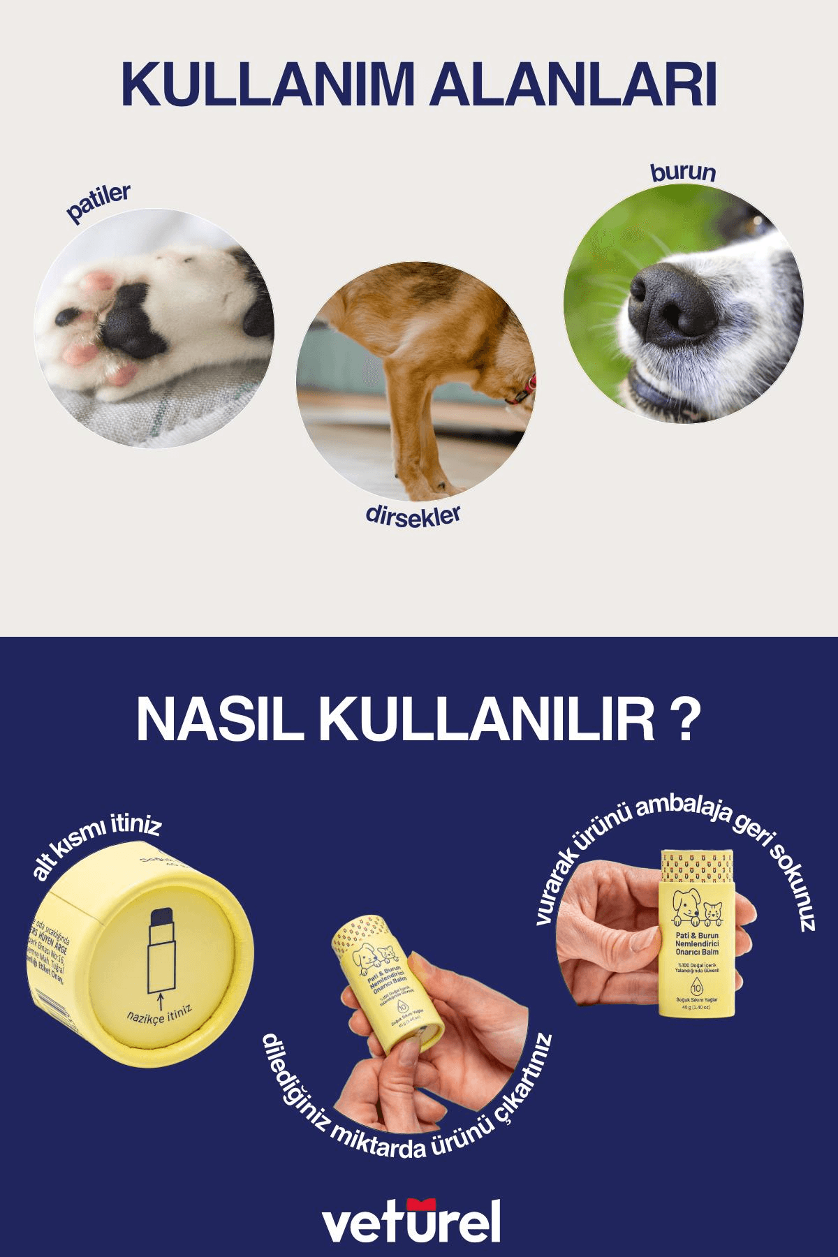 Pati Balm %100 Doğal Kedi Köpek Nemlendirici 40gr + Pati Temizleme Spreyi Koku ve Kir Giderici 300ml