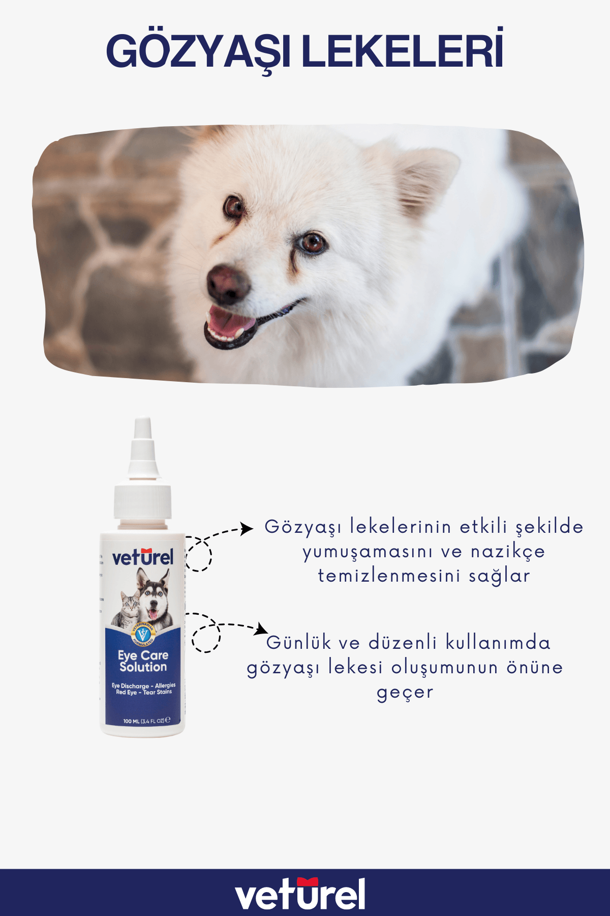 Kedi Göz Damlası Köpek Göz Temizleme Solüsyonu Alerji Kızarıklık Enfeksiyon Gözyaşı Lekesi 2x100ml