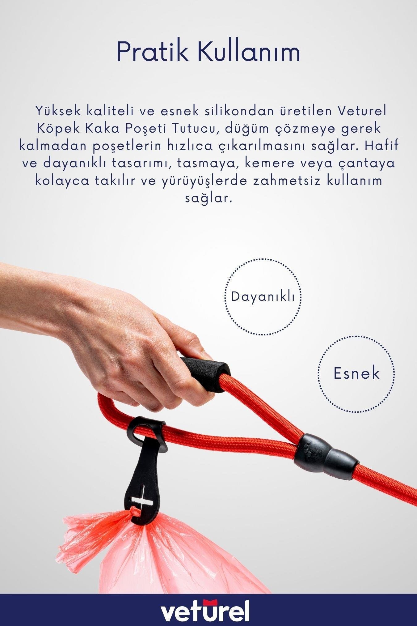 Köpek Kaka Poşet Tutucu (2 Adet) Her Tasmaya Uygun Esnek Silikon Hijyenik Kirli Poşet Taşıma Aparatı