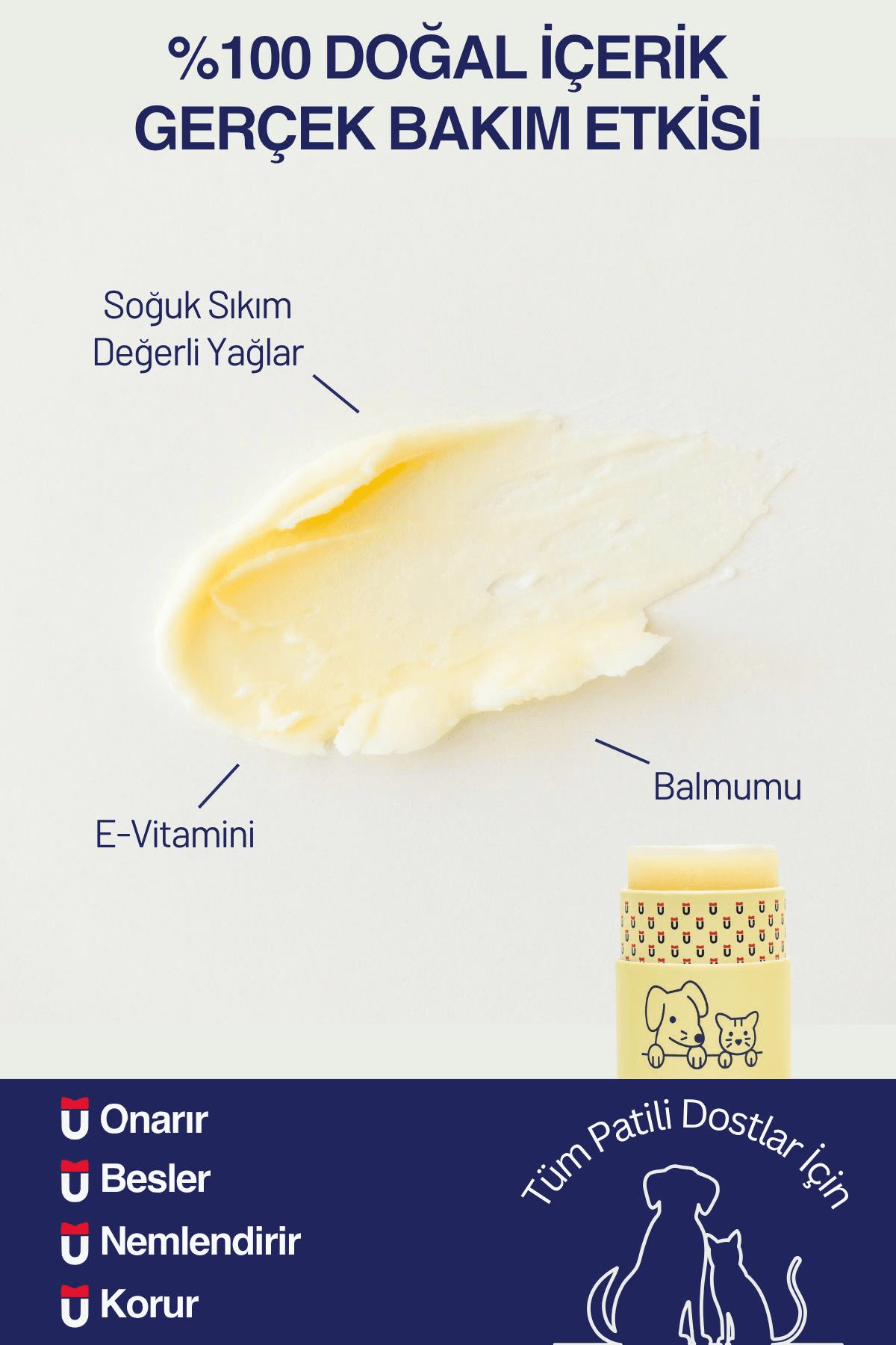 Pati Balm %100 Doğal Kedi Köpek Nemlendirici 40gr + Pati Temizleme Spreyi Koku ve Kir Giderici 300ml