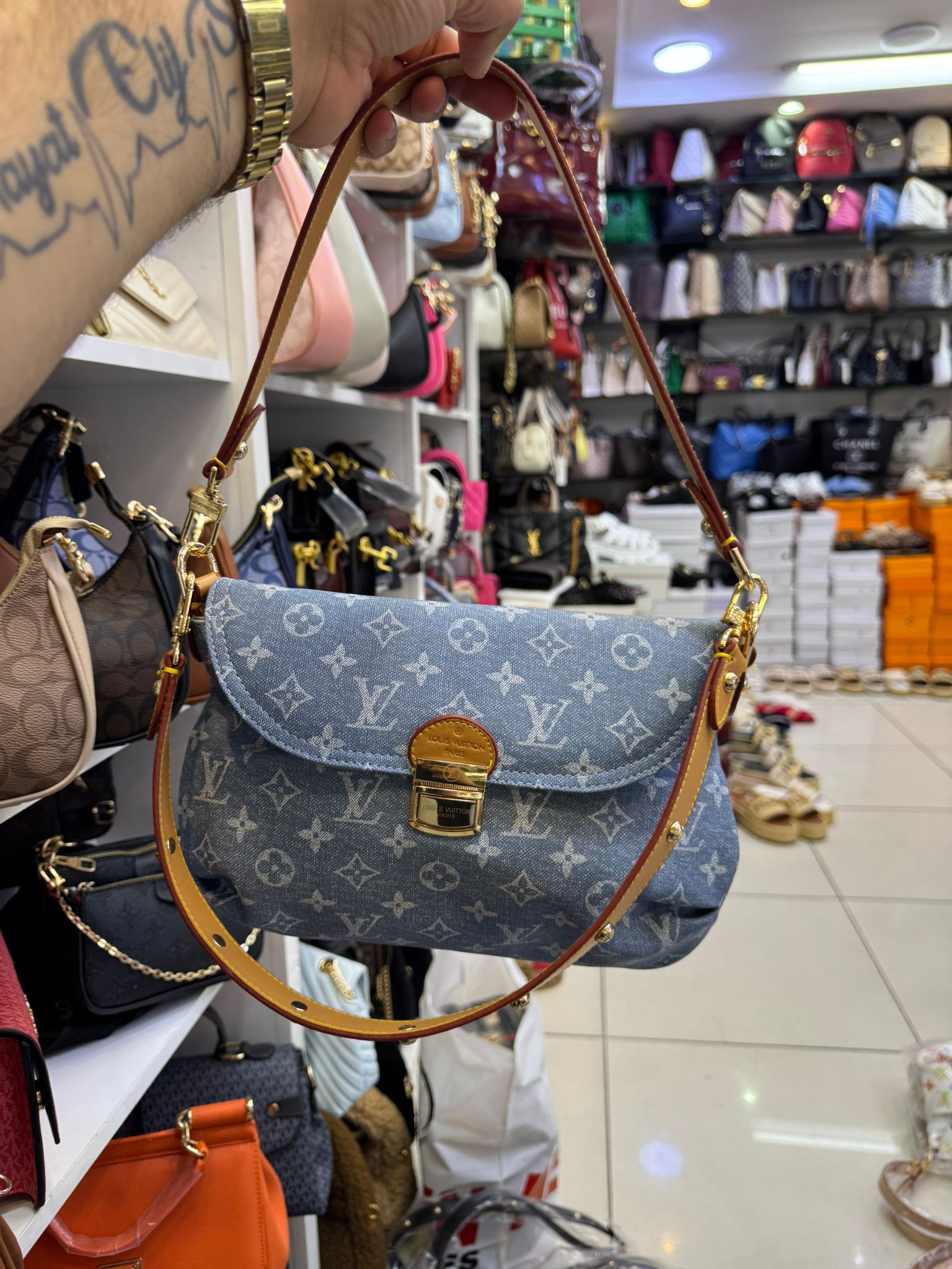İthal Louis Vuitton Denim Kumaş Çanta