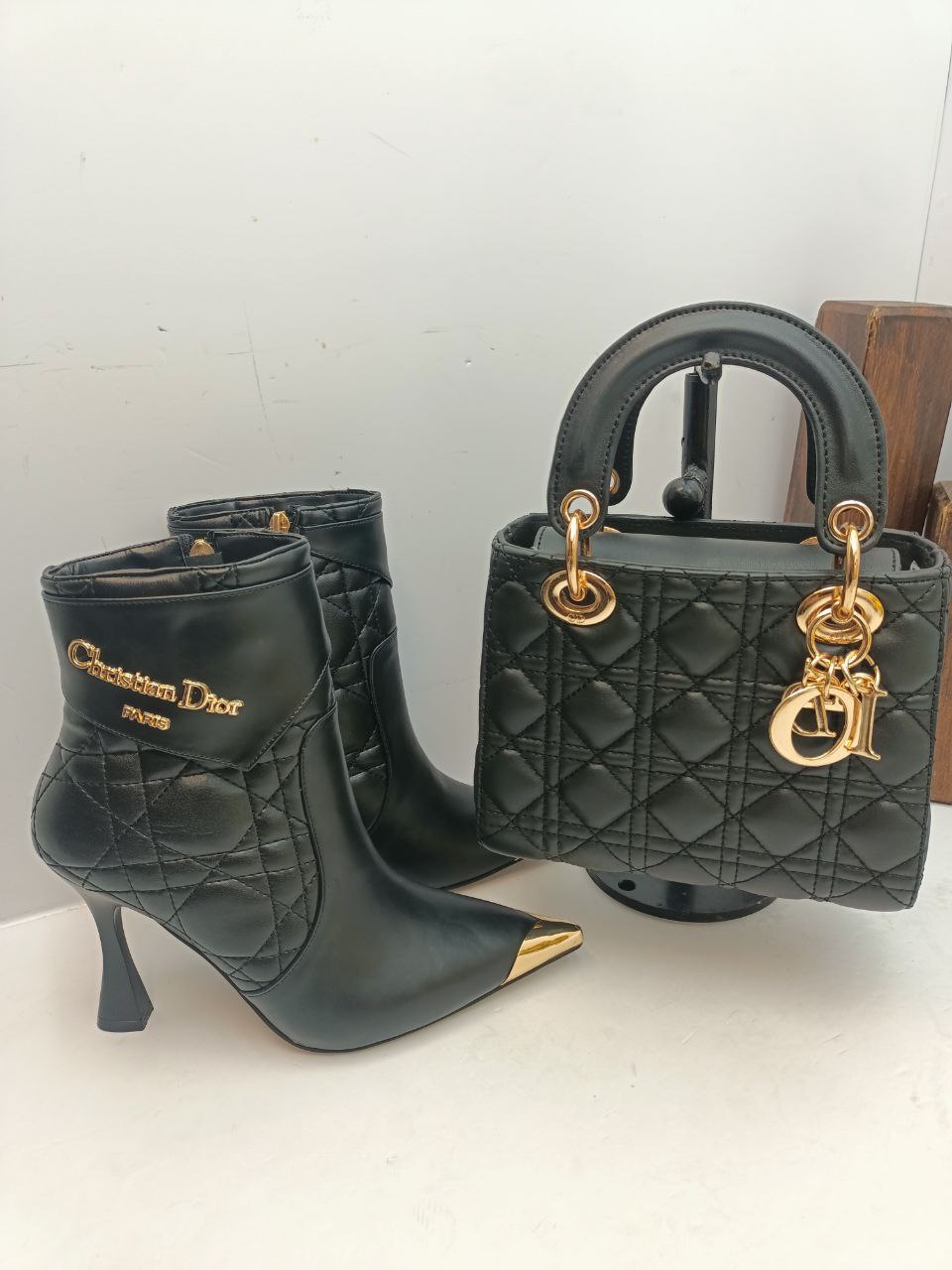 İthal Christian Dior Çanta ve Topuklu Bot Seti