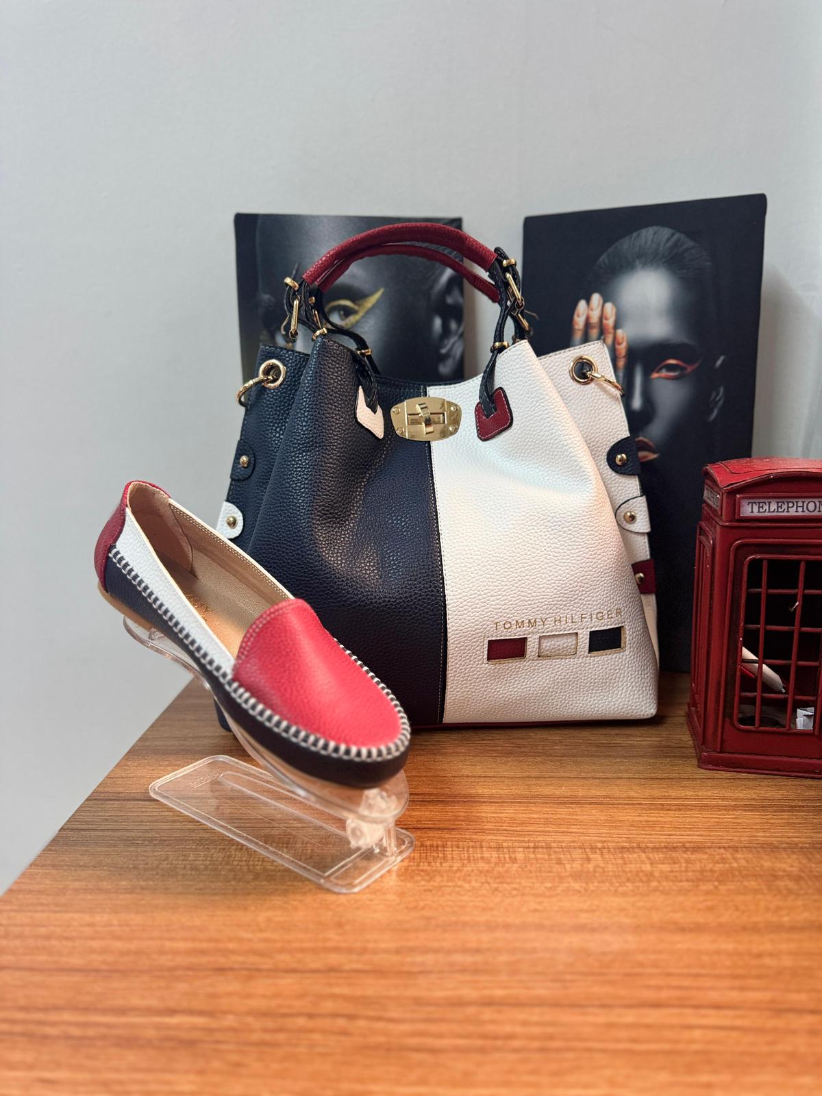 İthal Tommy Hilfiger Babet ve Büzgülü Çanta Seti
