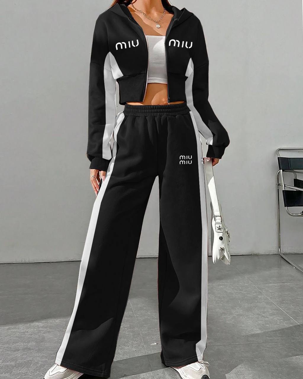 İthal Miu Miu 3 İplik Şardonsuz Kumaş Spor Takım