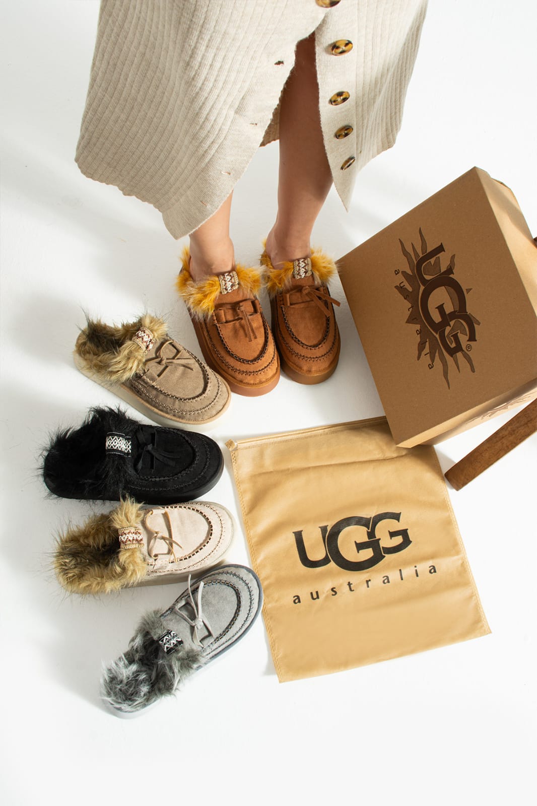 İthal Ugg Tüylü Tabanlı Terlik 