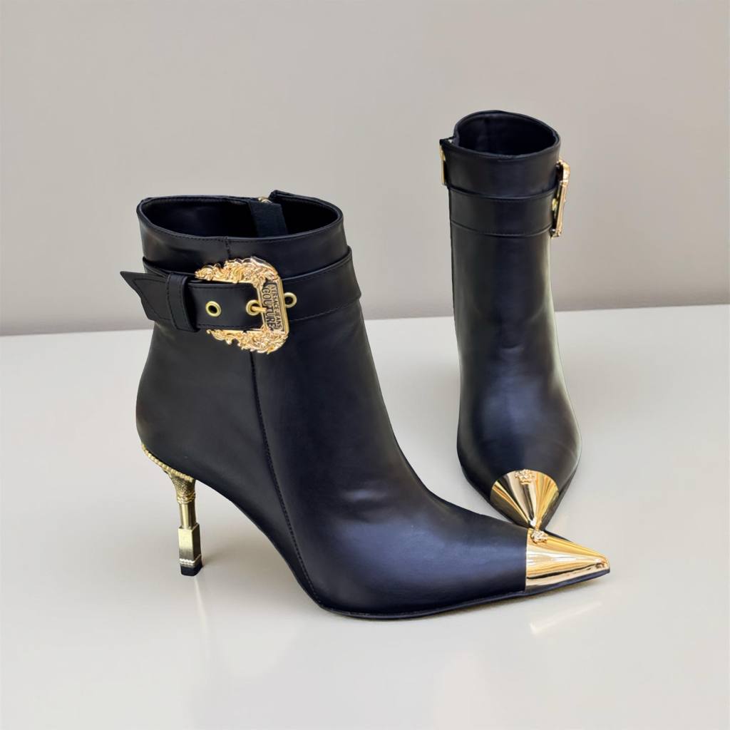 İthal Versace Gold Detay Topuklu Bot