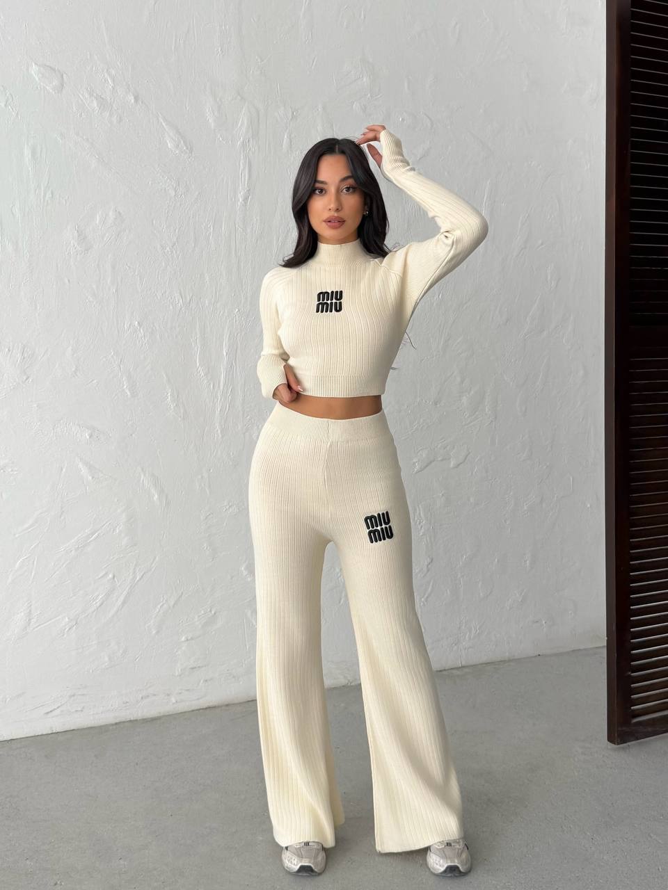İthal Miu Miu Parmak Detaylı Triko Takım