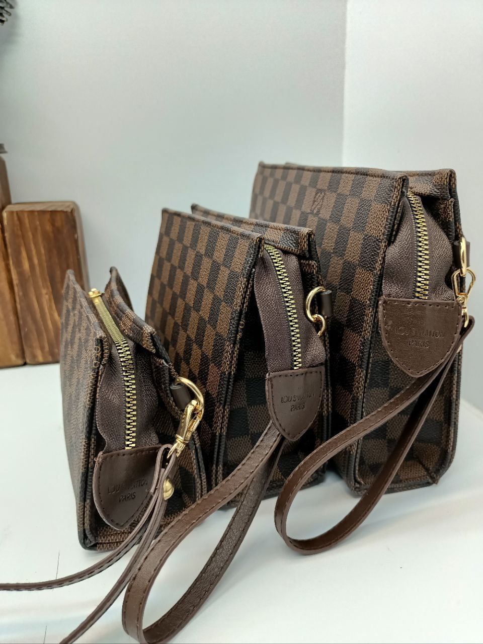 İthal Louis Vuitton Ekose Desen Çanta Set 